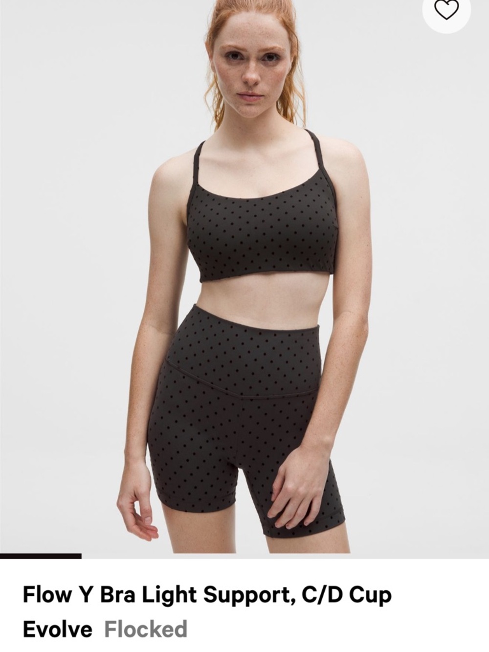 NWOT Lululemon Flow Y Bra in flocked polka dot